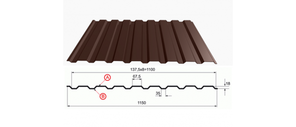 Профнастил коричневый оцинкованный  RAL 8017 С-20 купить недорого в Луховицах