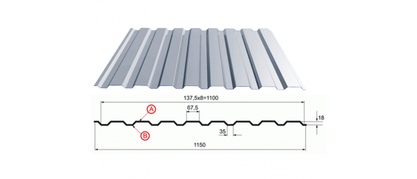 Профнастил оцинкованный С-20 1100x2500 купить недорого в Луховицах